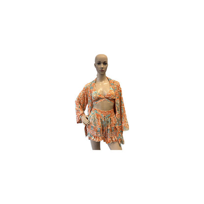 Silk Set - Shorts, Halter and Kimono in Assorted Prints