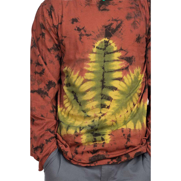 Leaf Pullover Tie-Dye Hoodie in Red