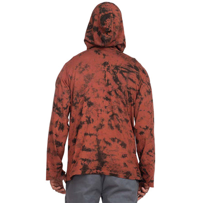 Leaf Pullover Tie-Dye Hoodie in Red