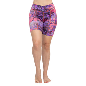 Psychedelic Marble Bike Shorts in Purple SALE
