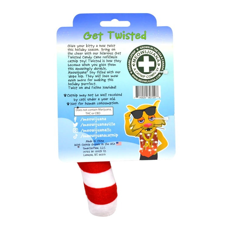 Meowijuana Get Twisted Candy Cane Refillable Cat Toy