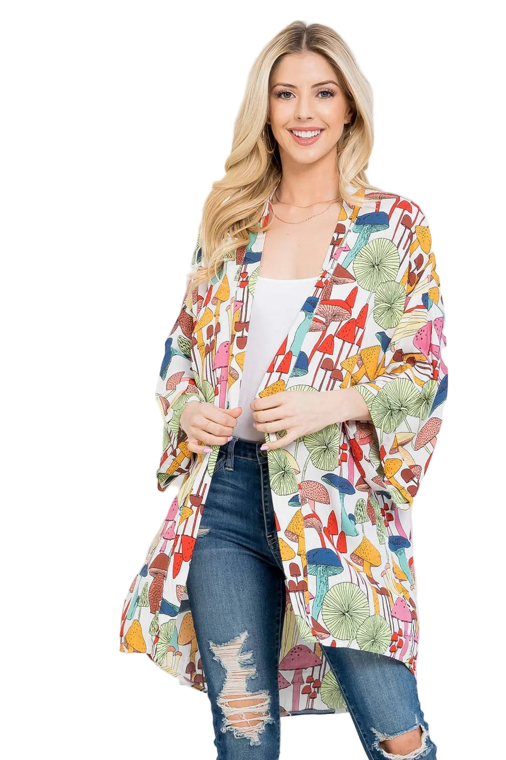 Mushroom Print Kimono