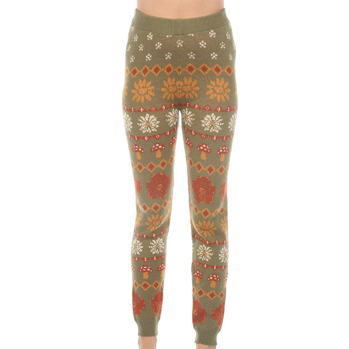 Fair Isle Mushroom Sweater Leggings in Sage SALE