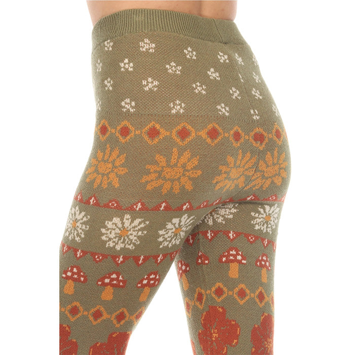 Fair Isle Mushroom Sweater Leggings in Sage SALE