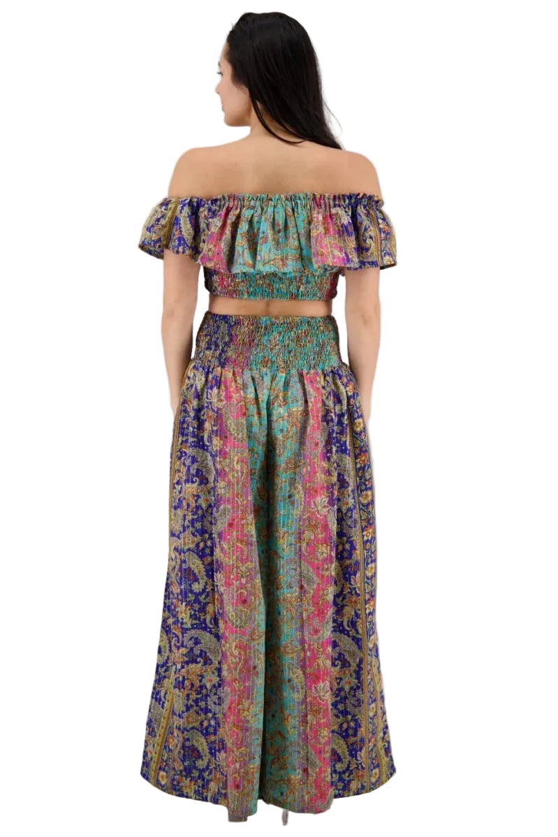 Paisley Festival 2-Piece Set - Pink, Purple & Teal