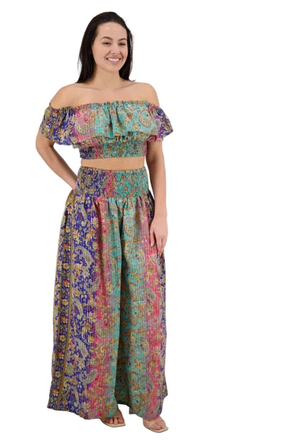 Paisley Festival 2-Piece Set - Pink, Purple & Teal