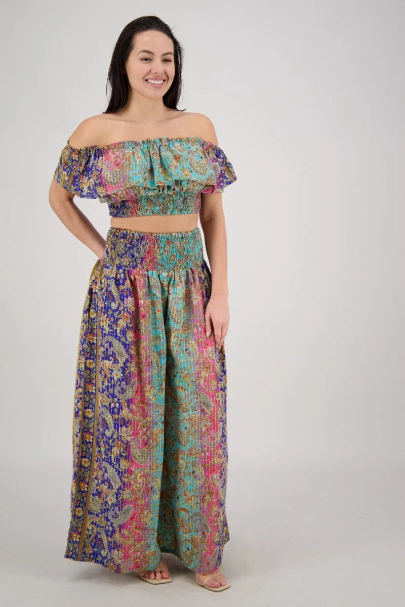 Paisley Festival 2-Piece Set - Pink, Purple & Teal