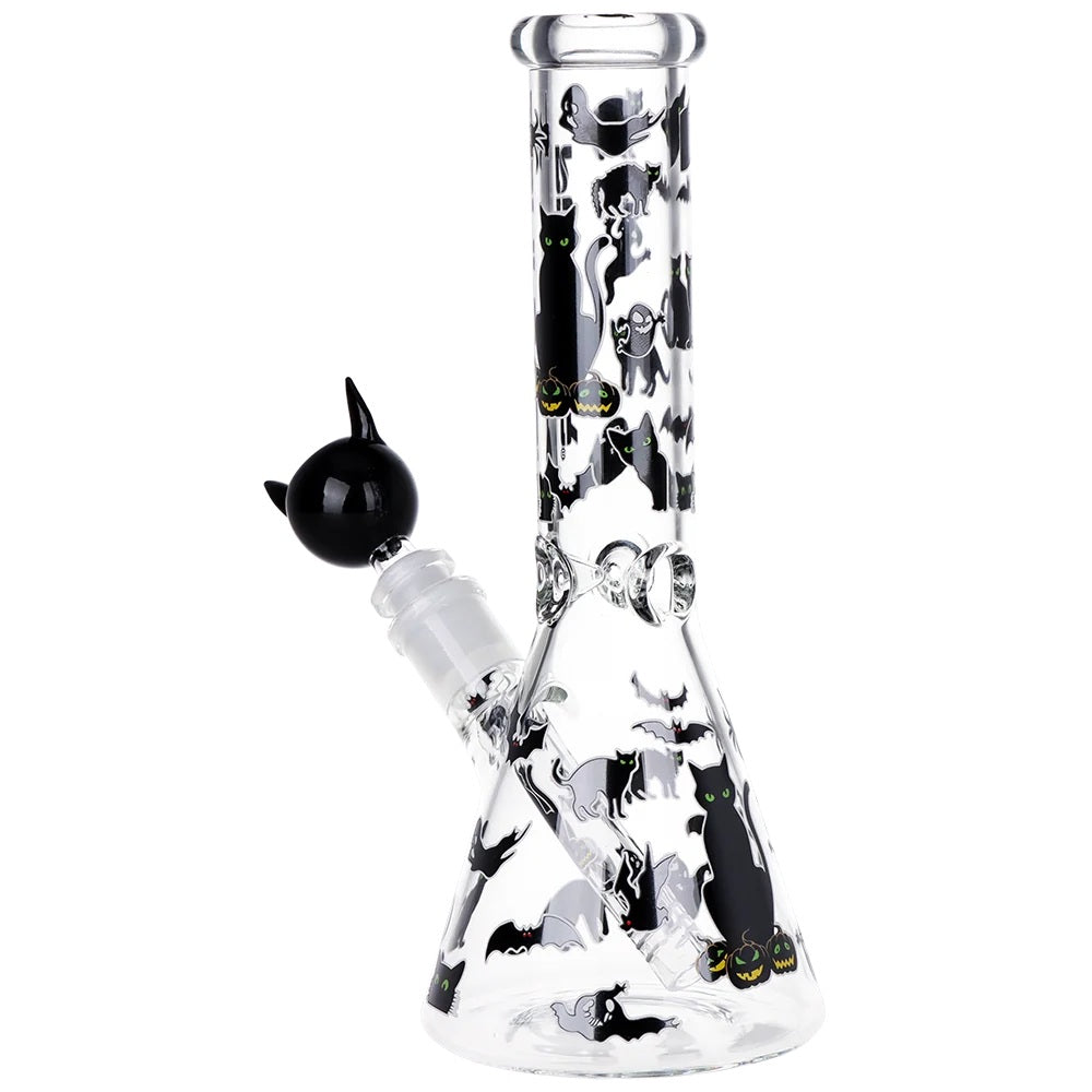 Pulsar 10" Glow Water Pipe & Hand Pipe Set - Superstitious Black Cat