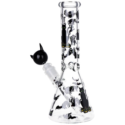 Pulsar 10" Glow Water Pipe & Hand Pipe Set - Superstitious Black Cat