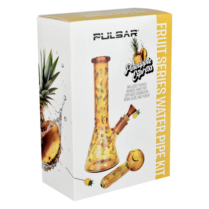Pulsar Fruit Series 10" Glow Water Pipe & Hand Pipe Set - Pineapple Express