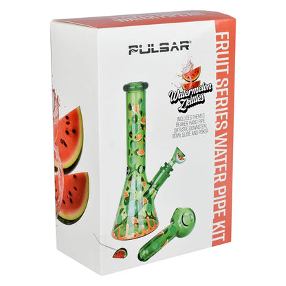 Pulsar Fruit Series 10" Glow Water Pipe & Hand Pipe Set - Watermelon Zkittles SALE