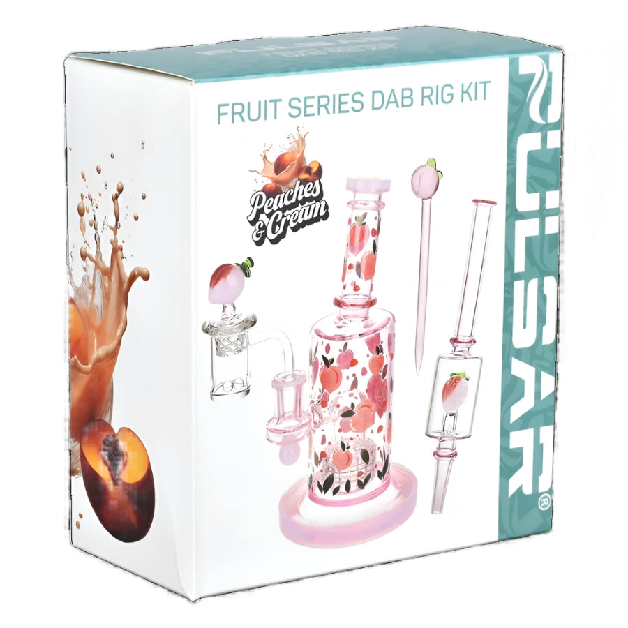 Pulsar Fruit Series 8" Glow Nectar Collector & Dab Rig Set - Peaches & Cream