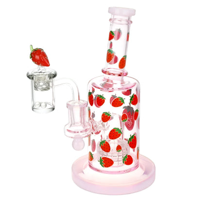 Pulsar Fruit Series 8" Glow Nectar Collector & Dab Rig Set - Strawberry Cough