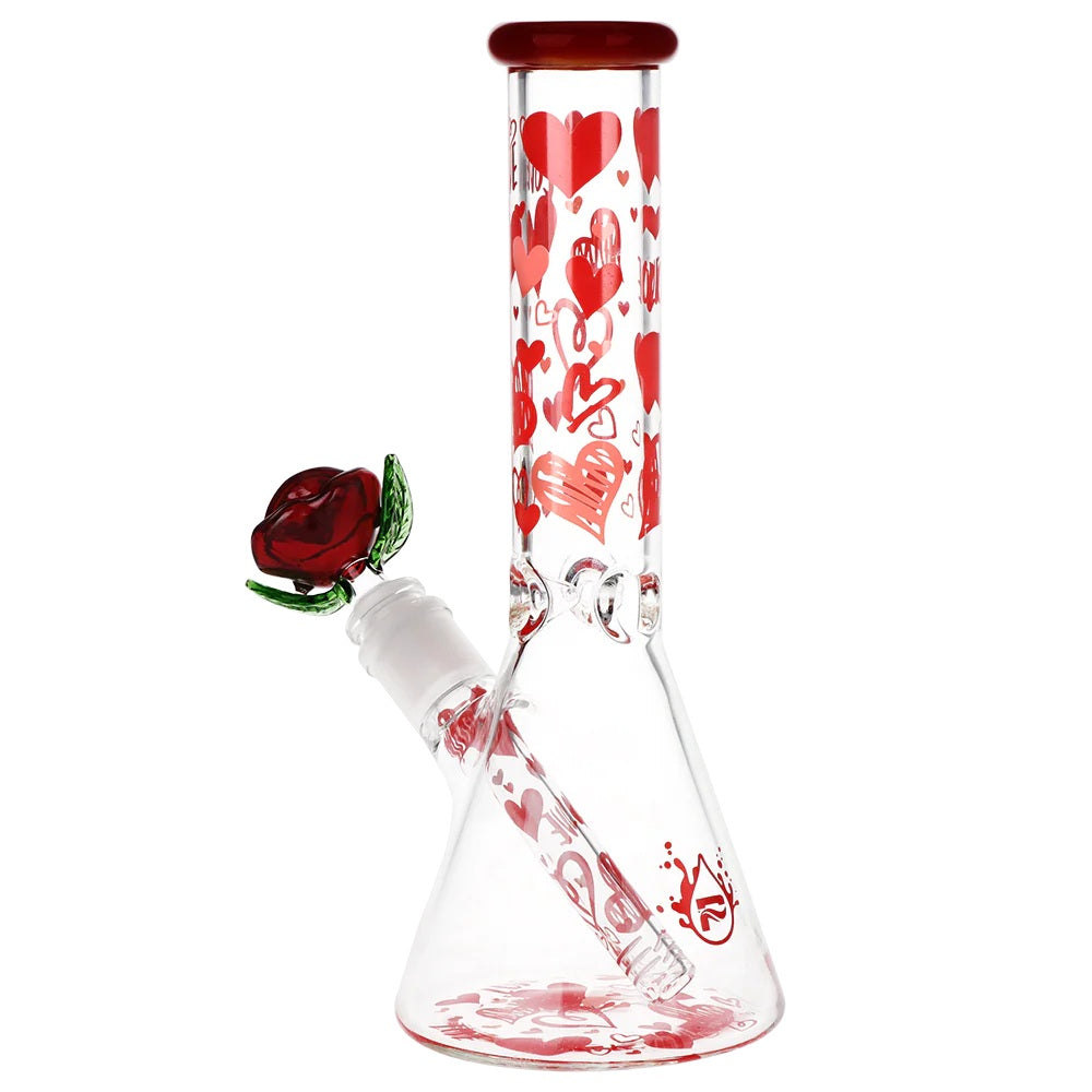 Pulsar 10" Water Pipe & Hand Pipe Set - Hearts 'n' Roses
