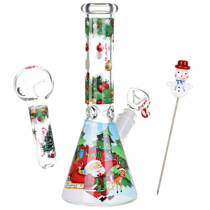 Pulsar 10" Water Pipe & Hand Pipe Set - Ho-Ho Holiday Christmas