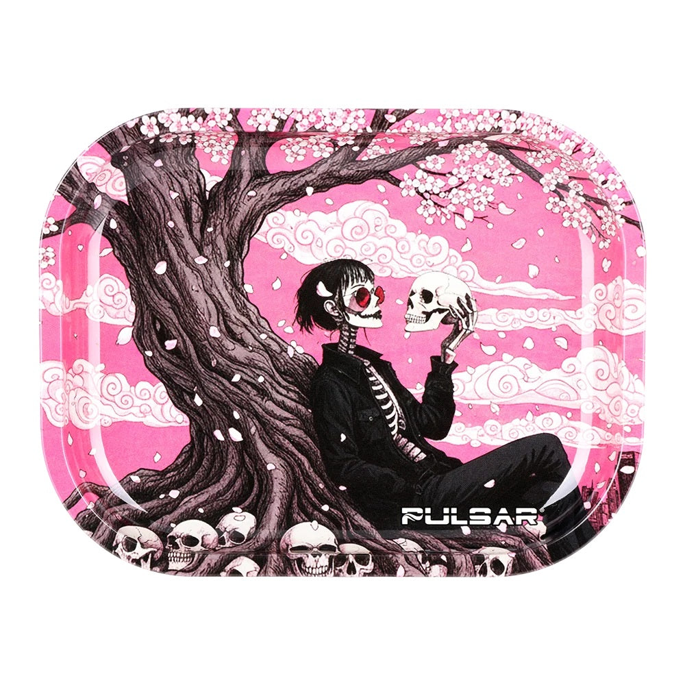 Pulsar Mini Metal Rolling Tray - Sakura Skulled
