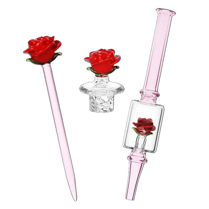 Pulsar 8" Nectar Collector & Dab Rig Set - Rose XOXO