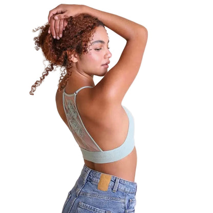Tattoo Mesh Racerback Bralette in Sage