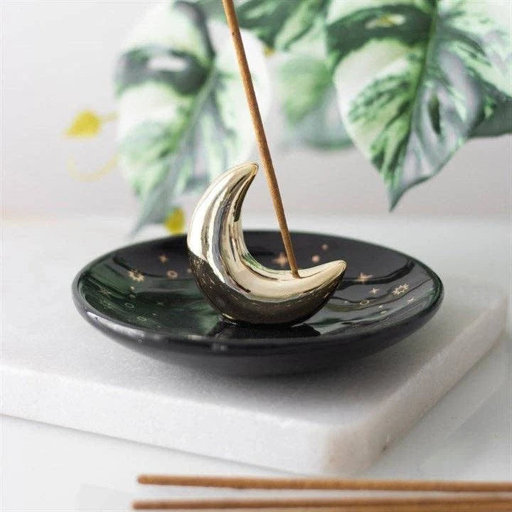 Crescent Moon Ceramic Incense Burner