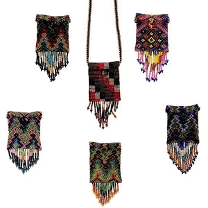 Handmade Seed Bead Square Pouch Necklace