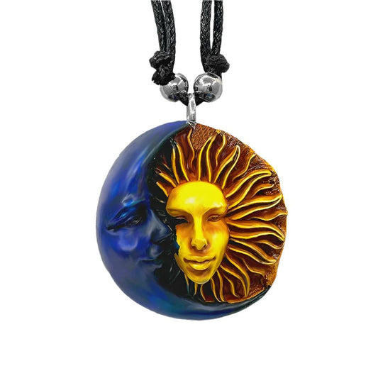 Sun & Moon Resin Figure Pendant Necklace