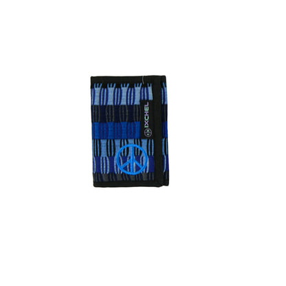 Three Fold Brocaded Wallet with Peace Sign Embroidery