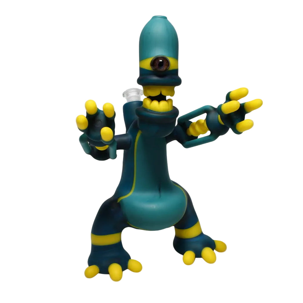 Lukas Trzop Glass Full Size Sandblasted Blue and Yellow Bot Rig
