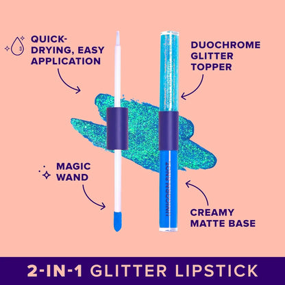 Unicorn Snot Quiet Riot 2in1 Glitter Lip Duo Lip Paint in Blue-Dream