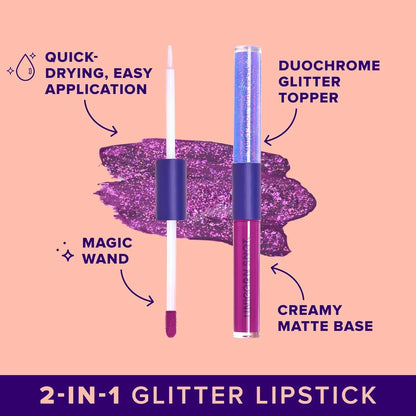 Unicorn Snot Quiet Riot 2in1 Glitter Lip Duo Lip Paint in Purple-Astro