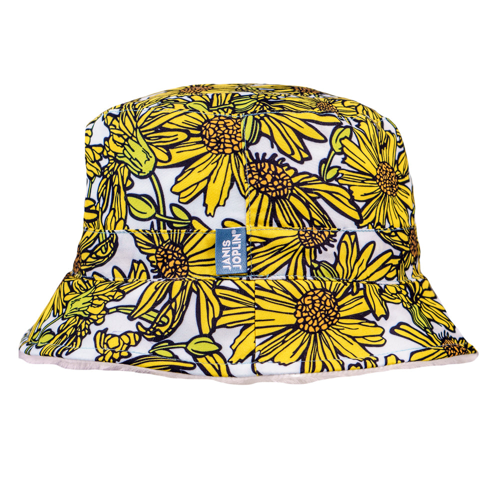 Grassroots California Janis Joplin Yellow Daisies Reversible Bucket Hat