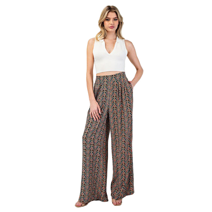 Flowy Boho Print Straight Leg Pants