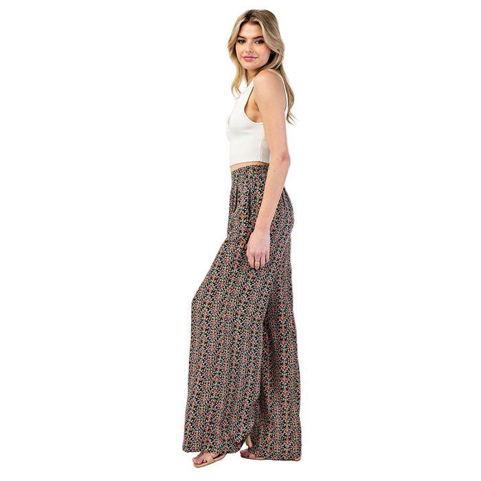 Flowy Boho Print Straight Leg Pants