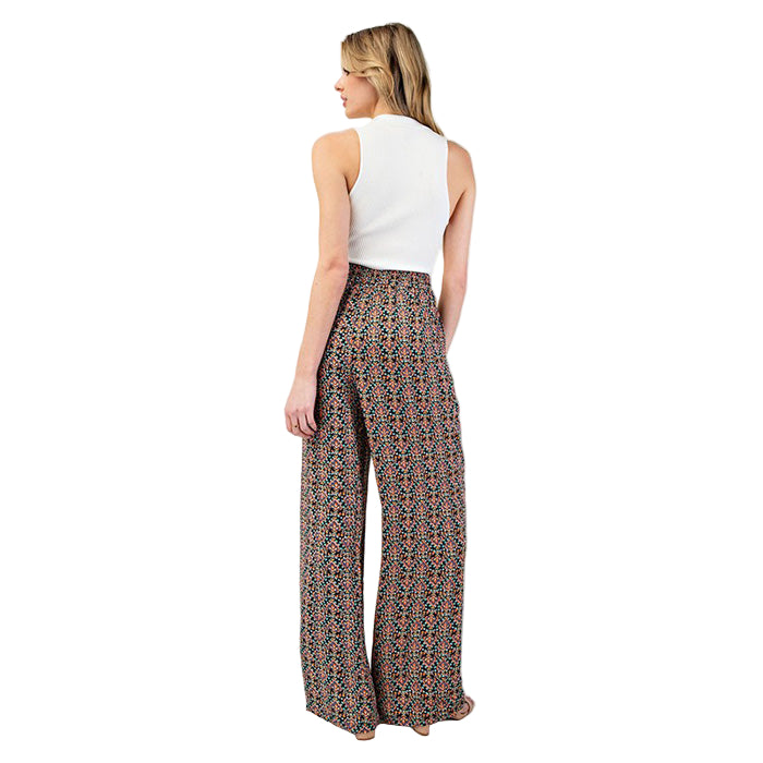 Flowy Boho Print Straight Leg Pants