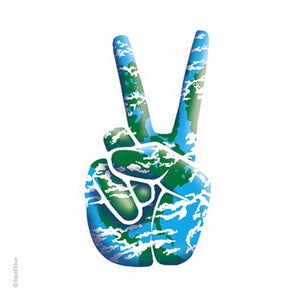 Peace Fingers Earth Sticker