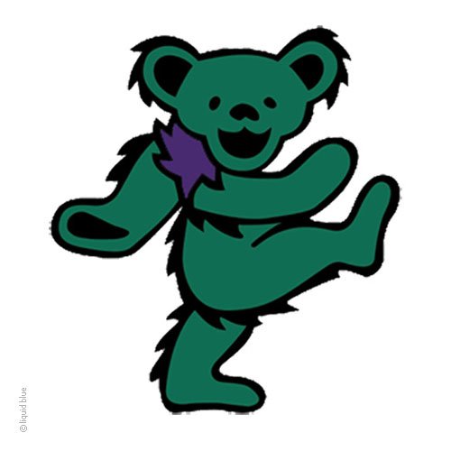 Grateful Dead GD Bears on the Bus Sticker Liquid Blue