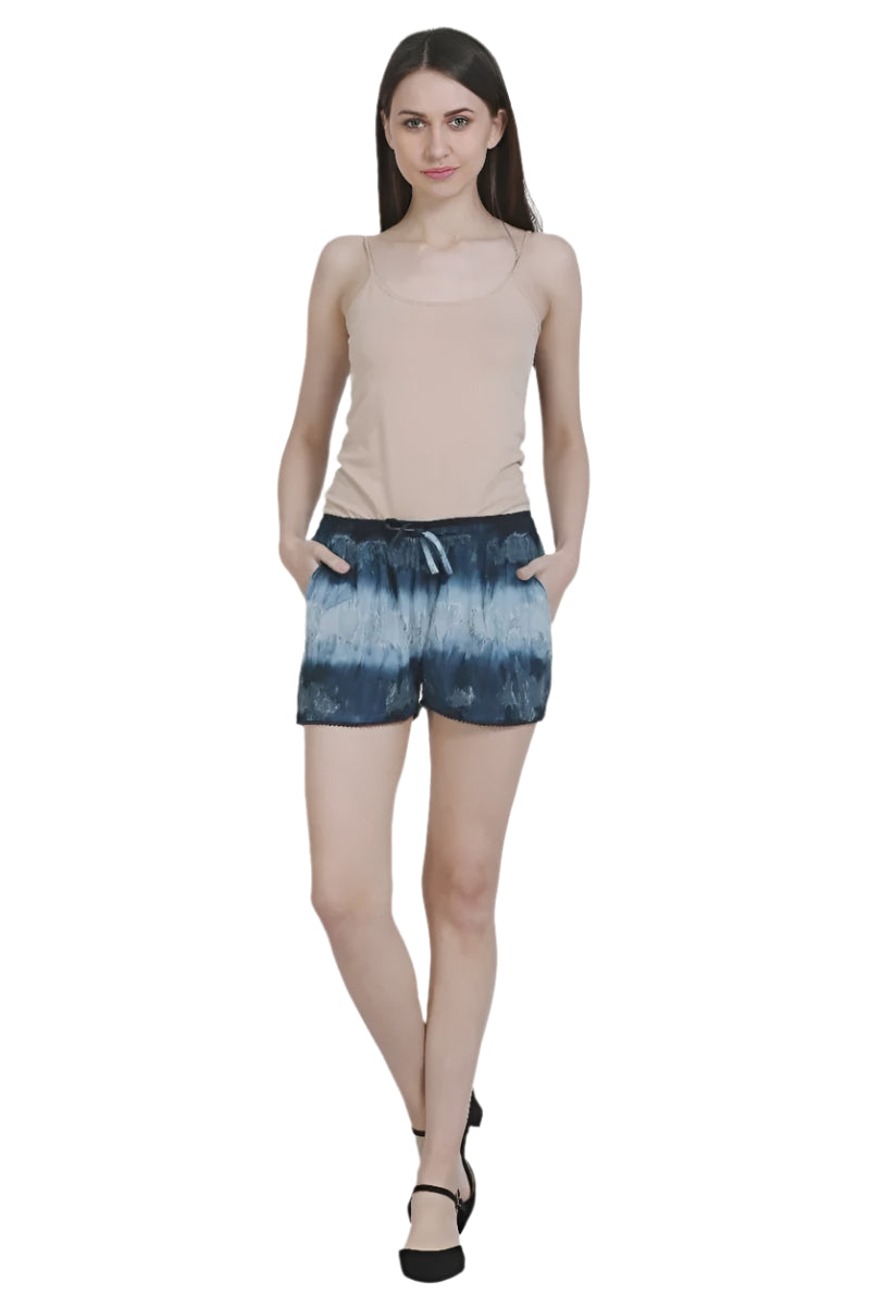 Assorted Tie Dyed Embroidered Shorts with Drawstring Waist