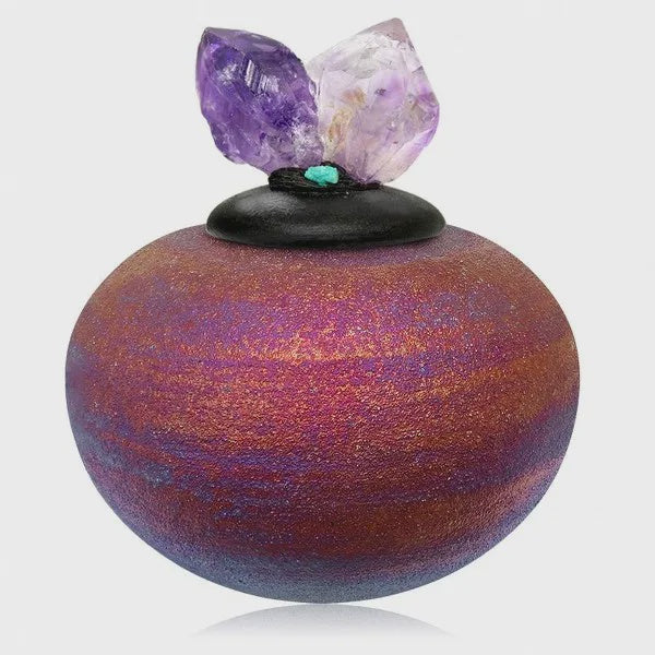 Raku Crystal Dream Jar with Amethyst