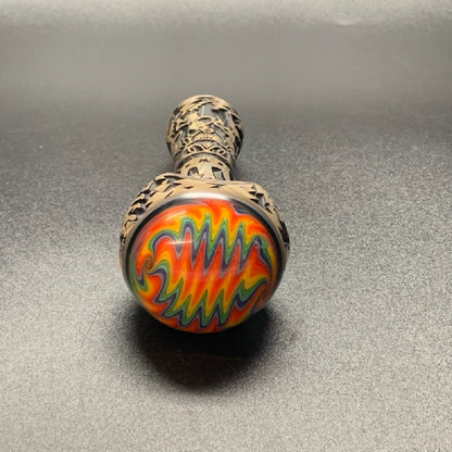 Liberty503 Glass Deep carve Reversal Cap Hand Pipe / Paisley