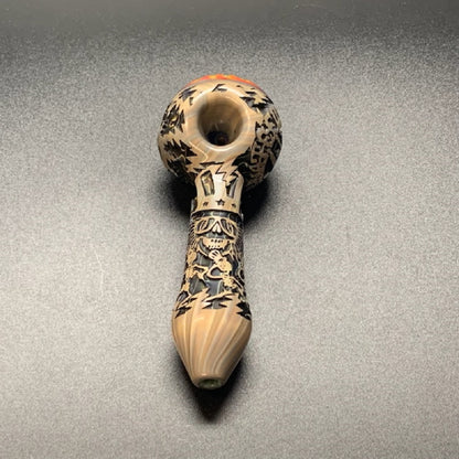 Liberty503 Glass Deep carve Reversal Cap Hand Pipe / Paisley