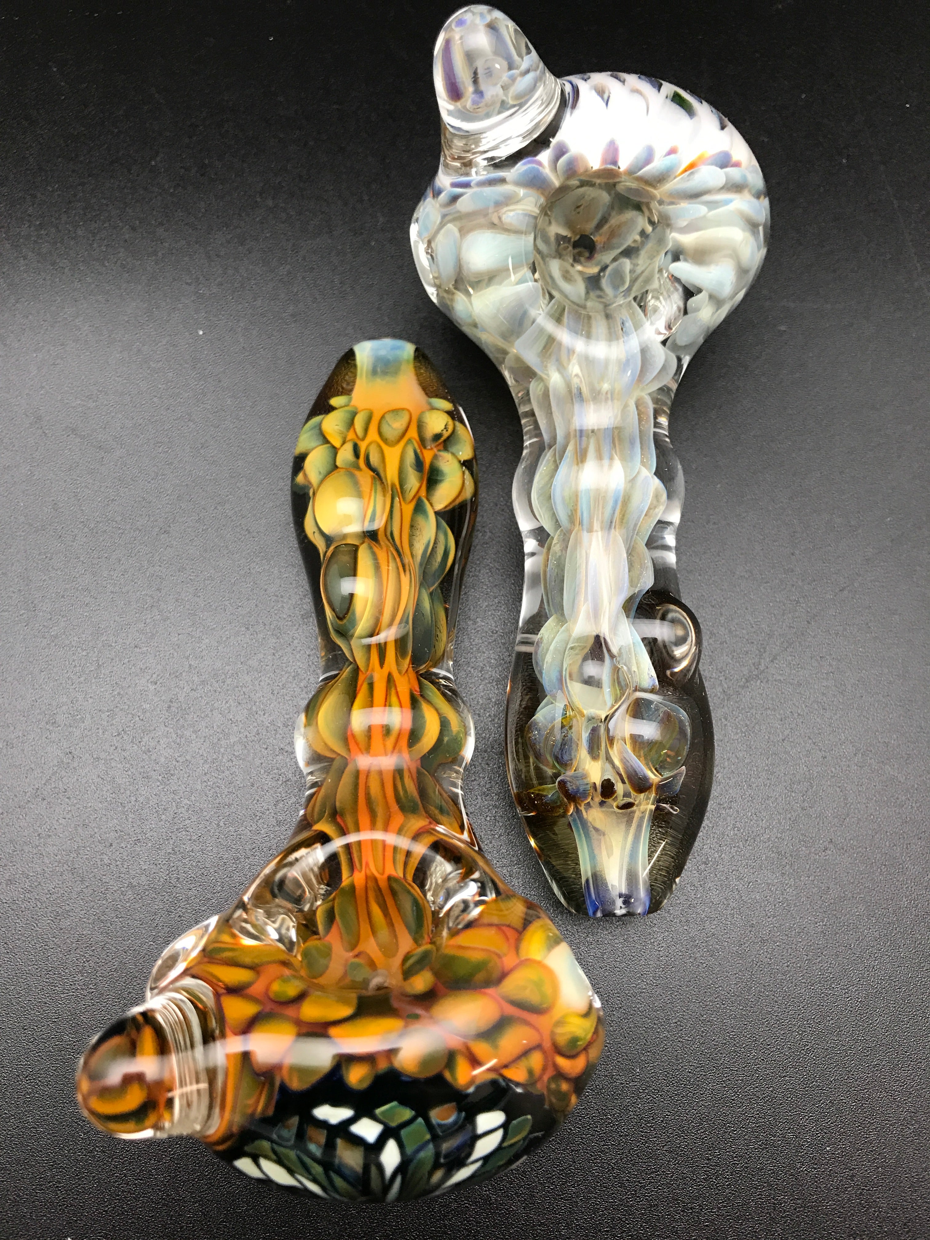 Rotational Science Glass Fumed Dot Fillacello Mixed Color Spoon (Large)