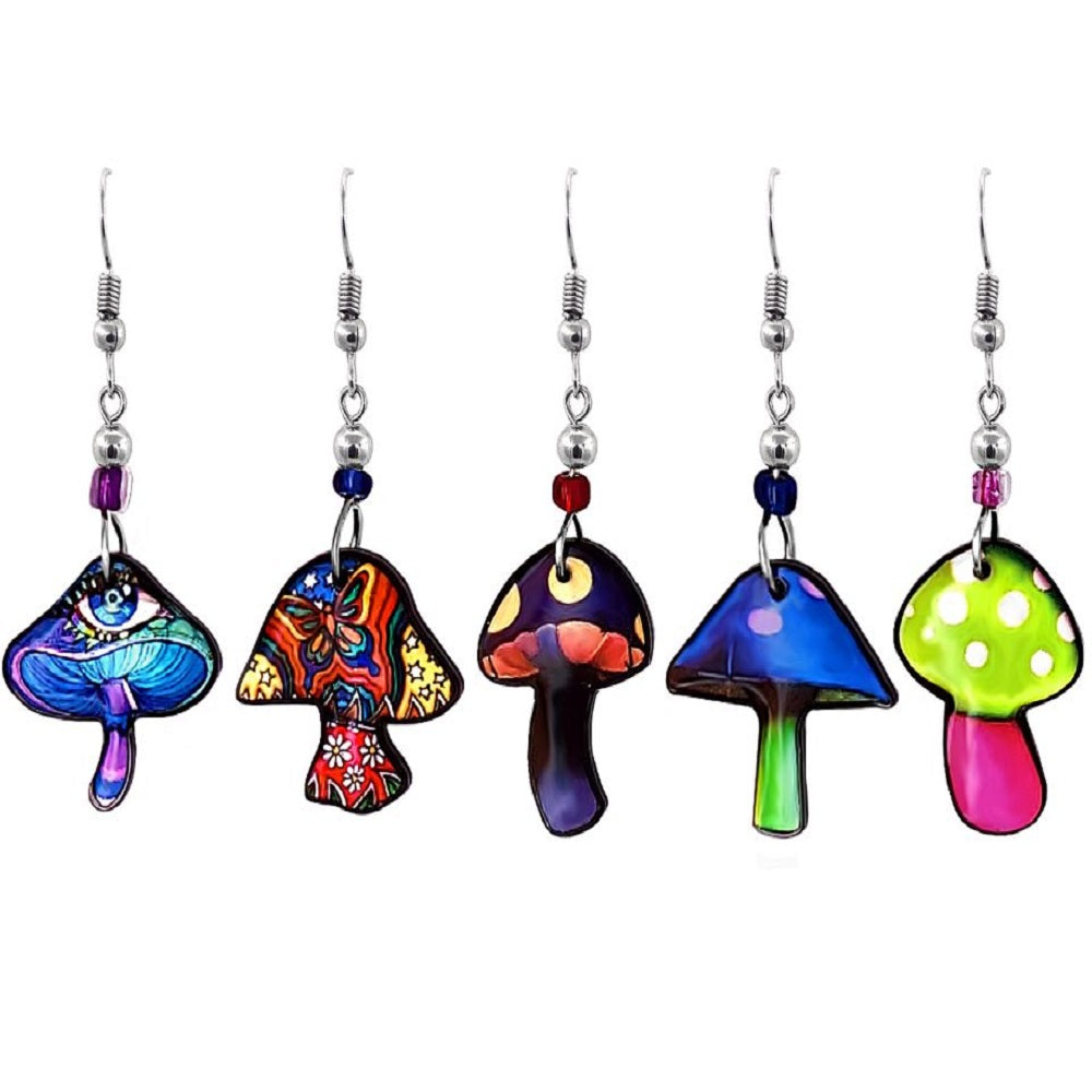 Acrylic Psychedelic Mushroom Earrings