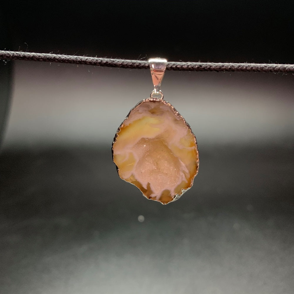 Agate Geode Pendant with Plating