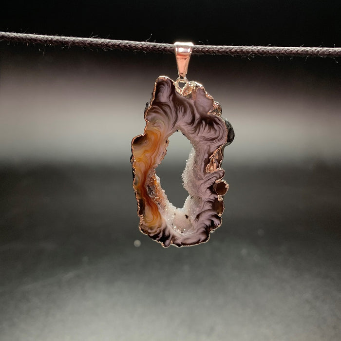Agate Druze Silver Plated Pendant