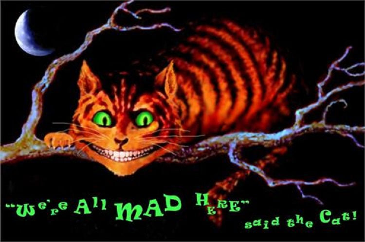 Alice In Wonderland We're All Mad Here Cat Black Light Poster SALE