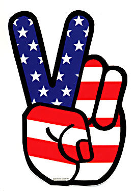 American Flag Peace Fingers Sticker
