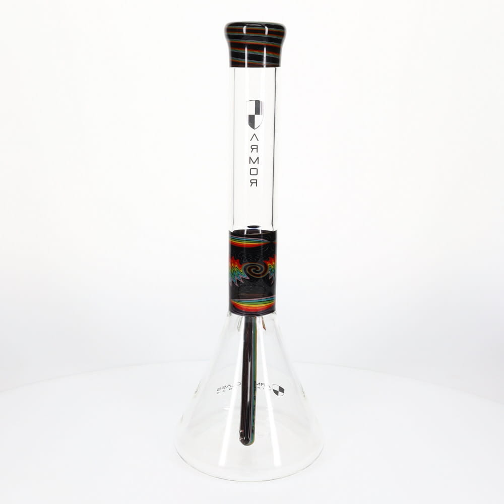 Armor Glass Black & Rainbow Wig Wag 45mm Beaker Waterpipe
