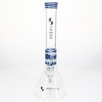 Armor Glass Blue & White Wig Wag 45mm Beaker