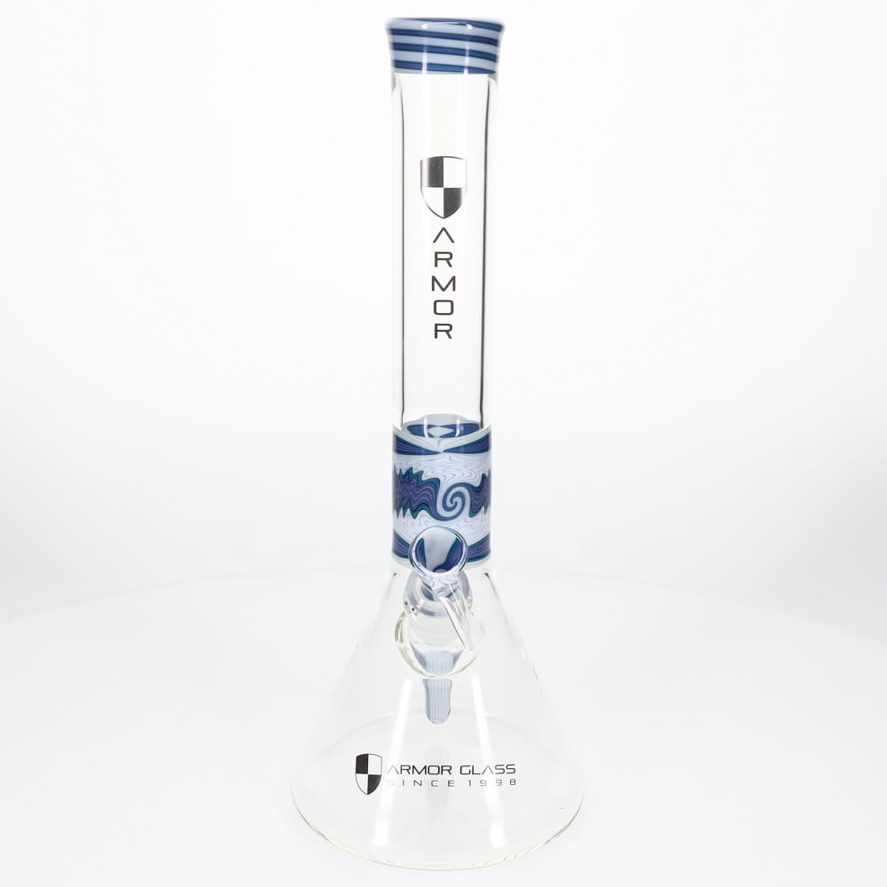 Armor Glass Blue & White Wig Wag 45mm Beaker Waterpipe
