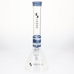 Armor Glass Blue & White Wig Wag 45mm Beaker Waterpipe