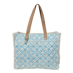 Clea Ray Blue Pattern Tote Bag